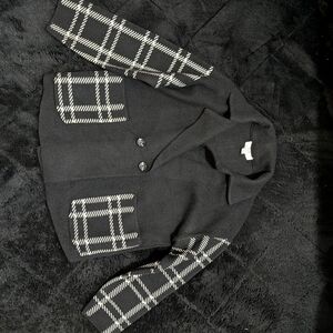 Magaschoni Black and White Plaid Blazer